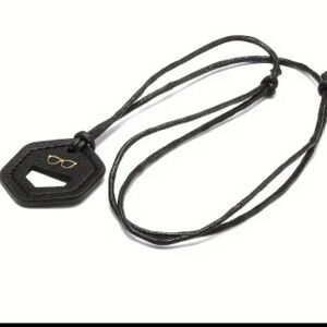 Eyeglass Necklace Faux Leather  Holder Black